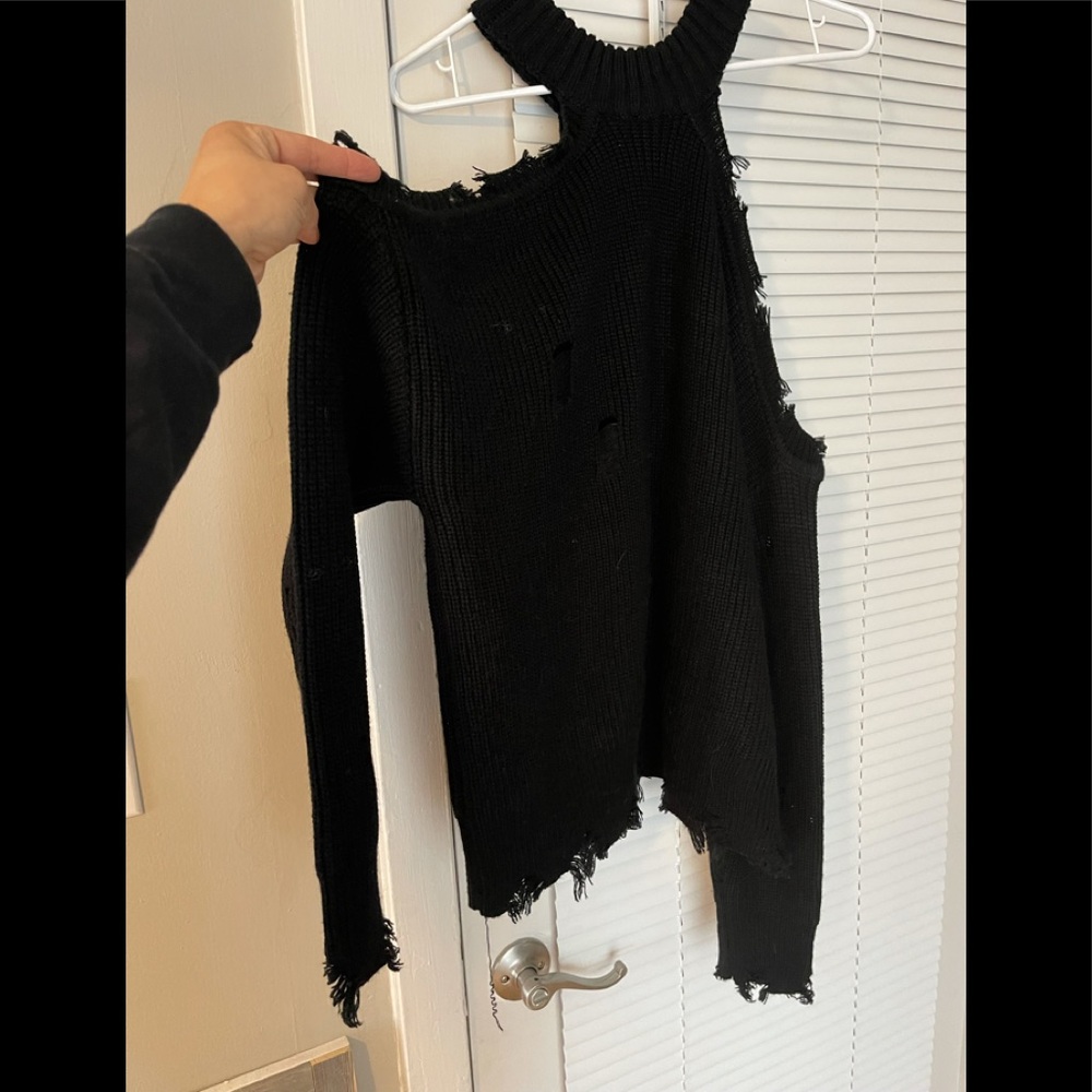 Cold shoulder sweater